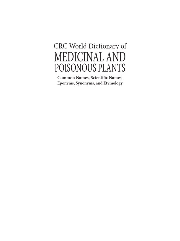 Medicinal And Poisonous Plants Pdf Genus Copyright