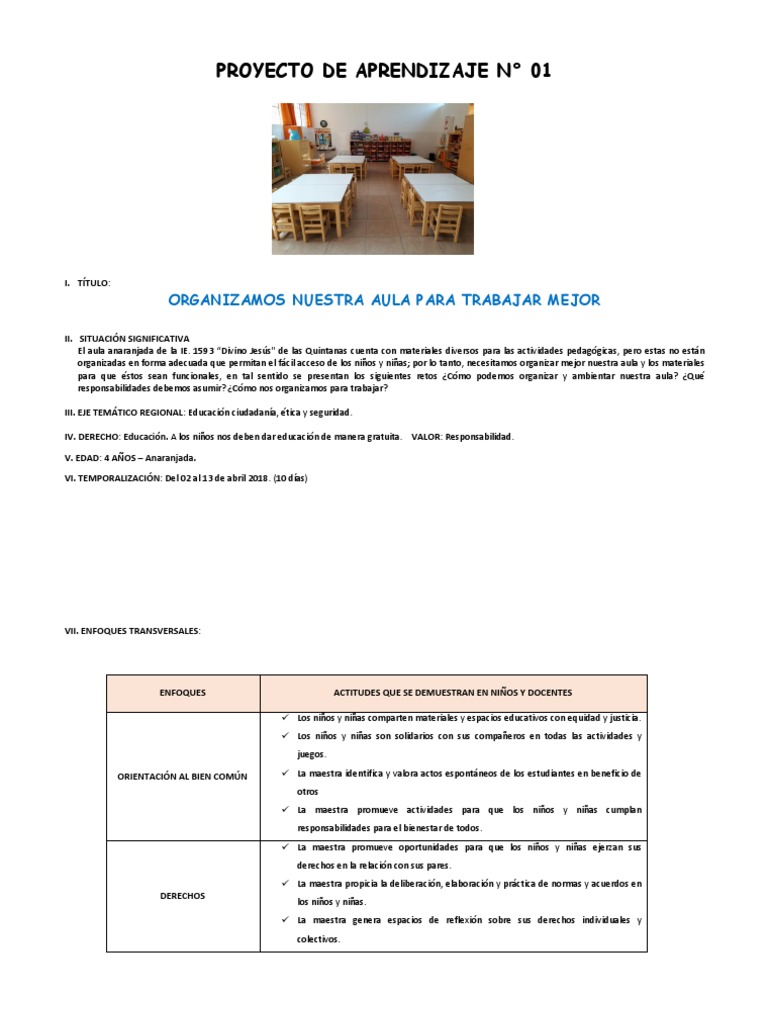 Organizamos El Aula 1 | PDF | Salón de clases | Planificación