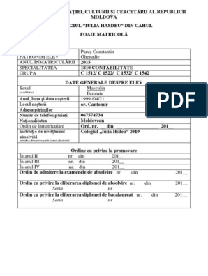 Foaie Matricola C 1511-C1512 | PDF