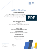 Certificate of Project Completion - 1
