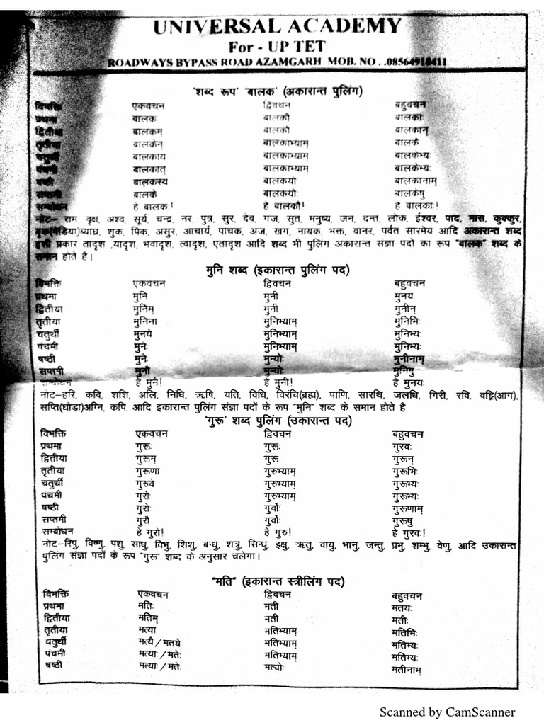 Balak Shabd Roop in Sanskrit | PDF