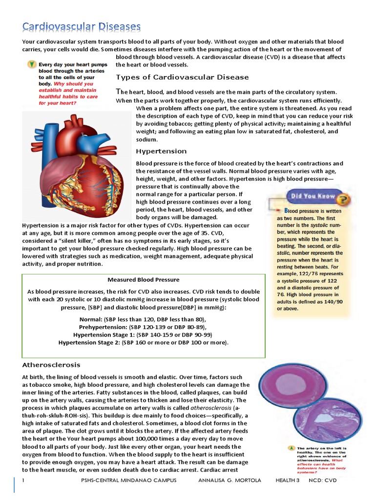 Types of Cardiovascular Disease: 1 Pshs-Central Mindanao Campus ...