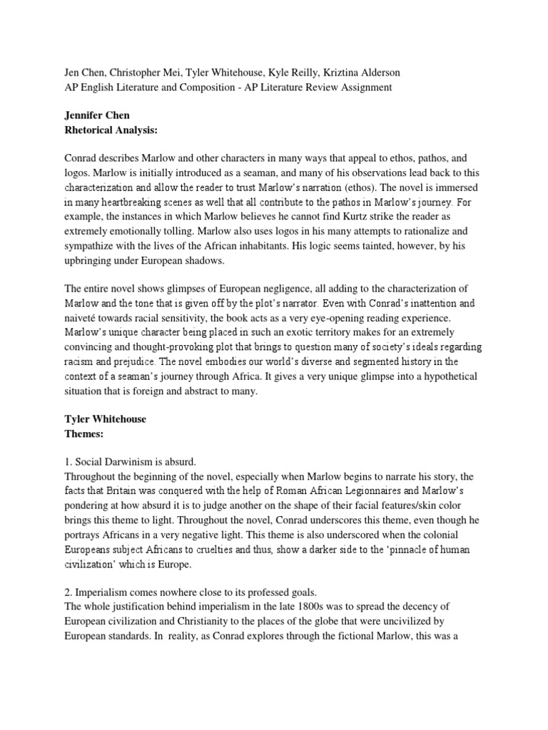 AP Literature: Conrad's "Heart of Darkness" Analysis | PDF | Kurtz ...