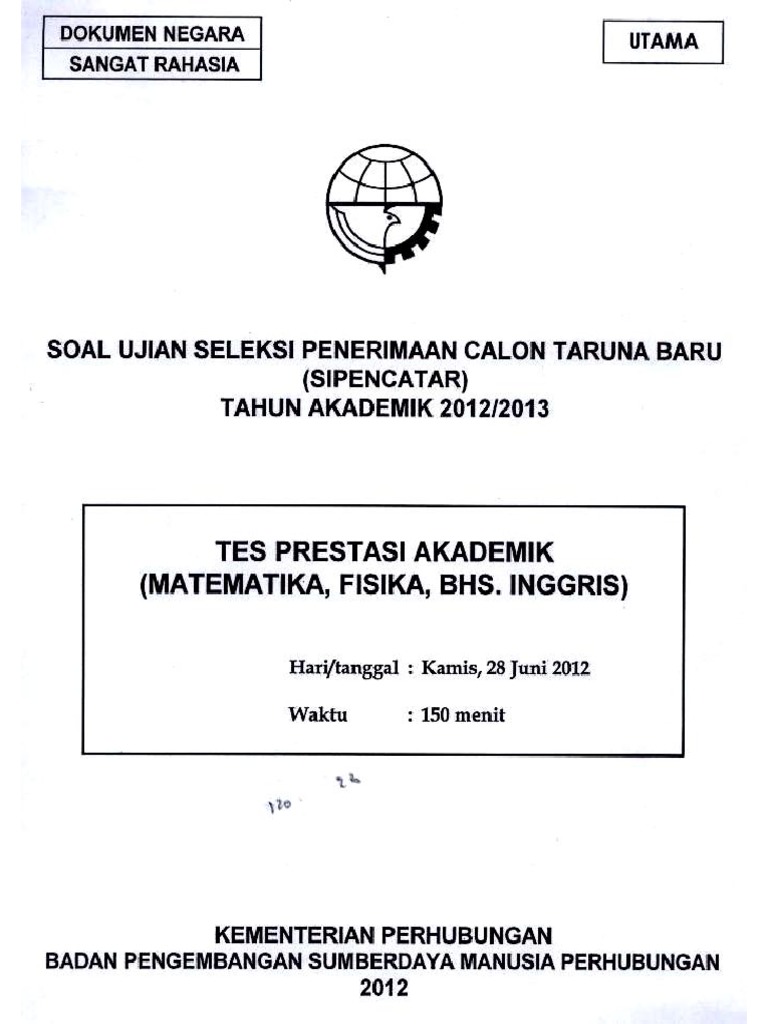 Contoh Soal Tes Sipenctar Stpicurug Mata Pelajaran Matematika