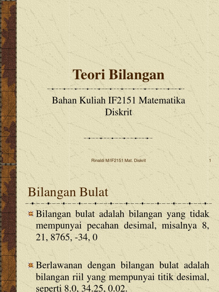 Teori Bilangan dalam Matematika Diskrit | PDF | Metode & Bahan Ajar