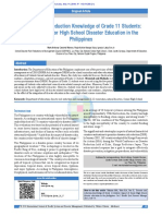 Disaster Risk Reduction Knowledge of Grade 11 Students: Impact of Senior High School Disaster Education in The Philippines