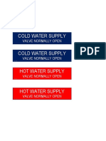 Cold Water Supply: Valve Normally Open
