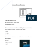 Calculo de Transformador Proyecto de Maquinas 1