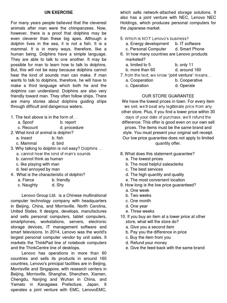 Factual Report Text Exercise Lenovo Personal Computers
