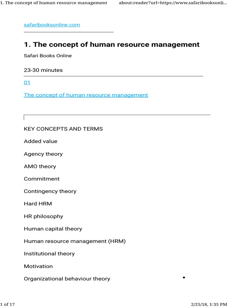 The Concept of Human Resource Management | PDF | Human Resource