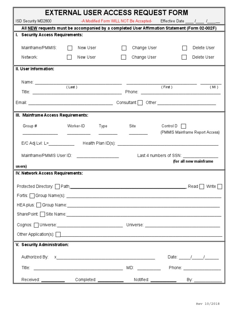 User Access Request Form | PDF | Information Governance | Crime Prevention