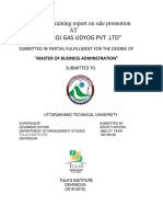 "Manoj Gas Udyog PVT .LTD": Summer Training Report On Sale Promotion AT