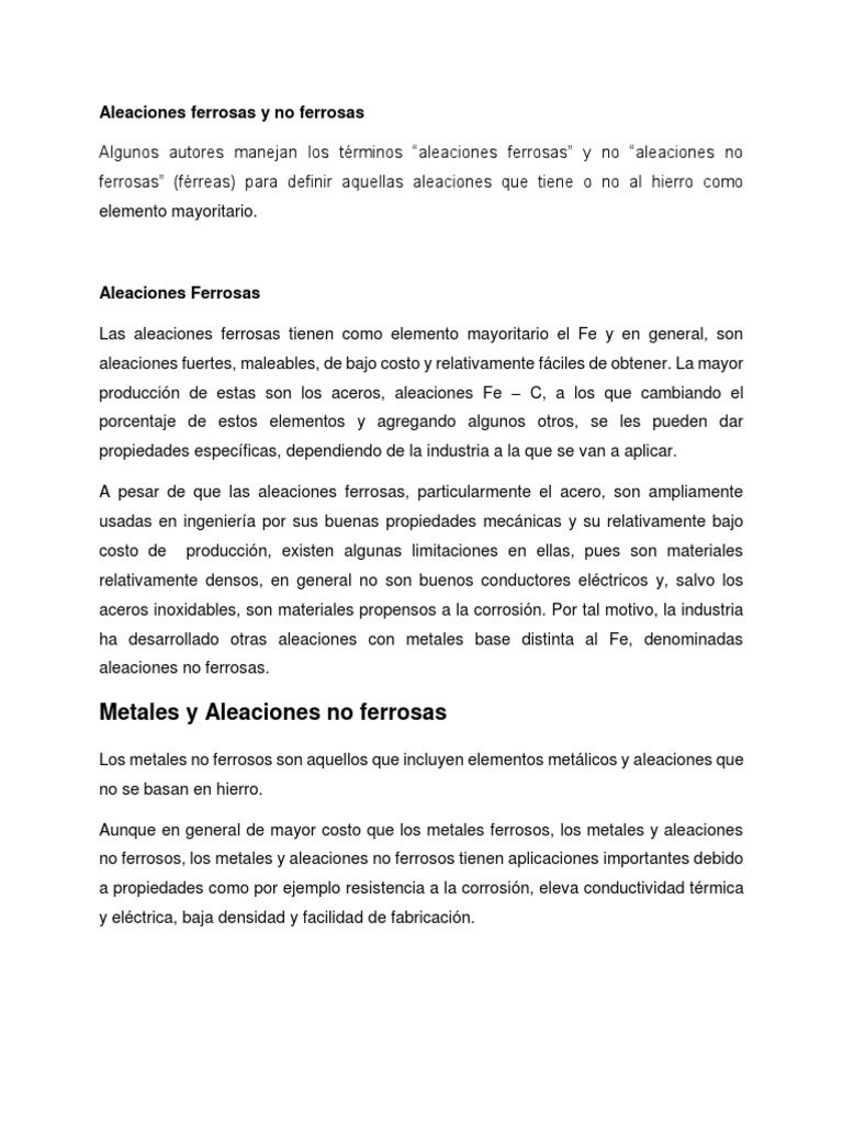 Aleaciones Ferrosas y No Ferrosas | PDF | Aleación | Aluminio