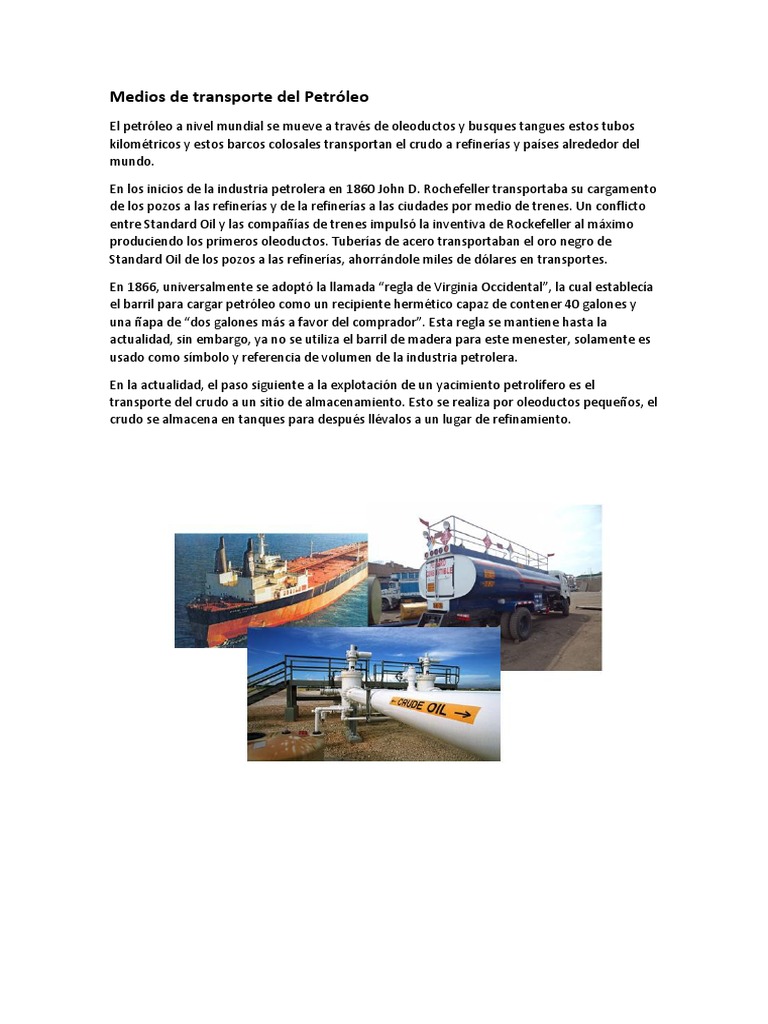 Medios de Transporte del Petróleo | PDF | Tanques | Petróleo