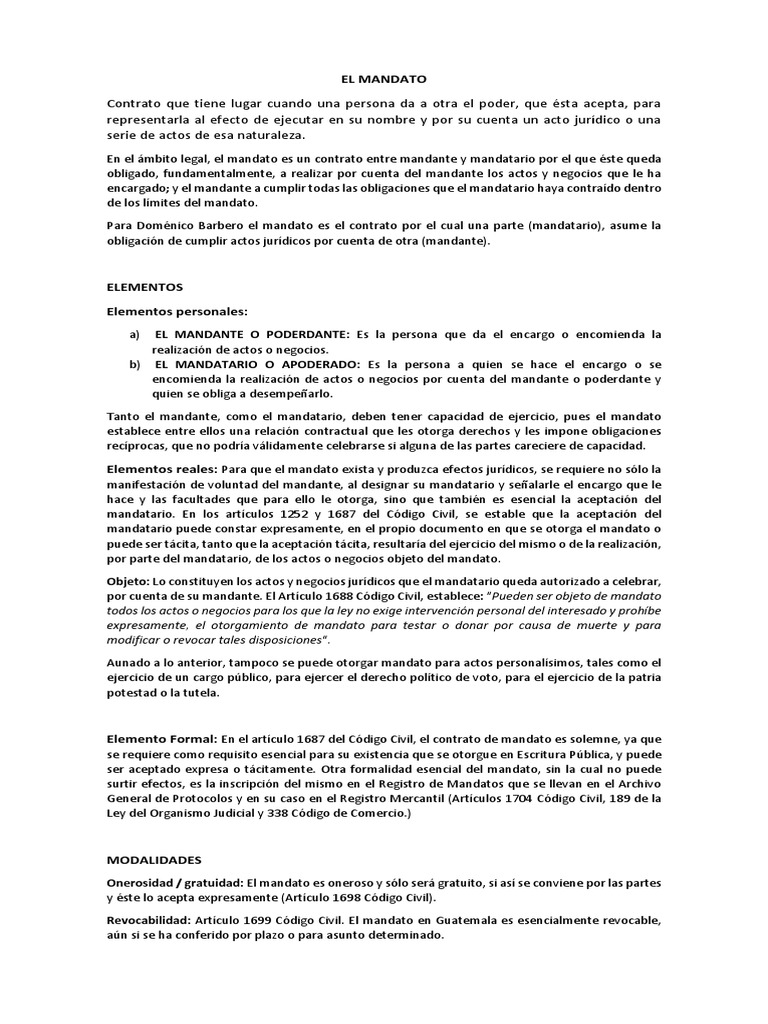 El Mandato en el Código Civil | PDF | Instrumento jurídico ...