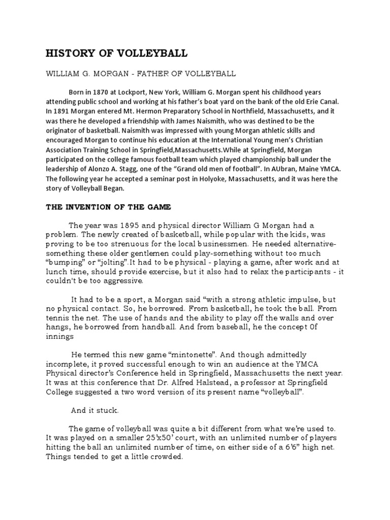 History of Volleyball The Invention of The Game PDF