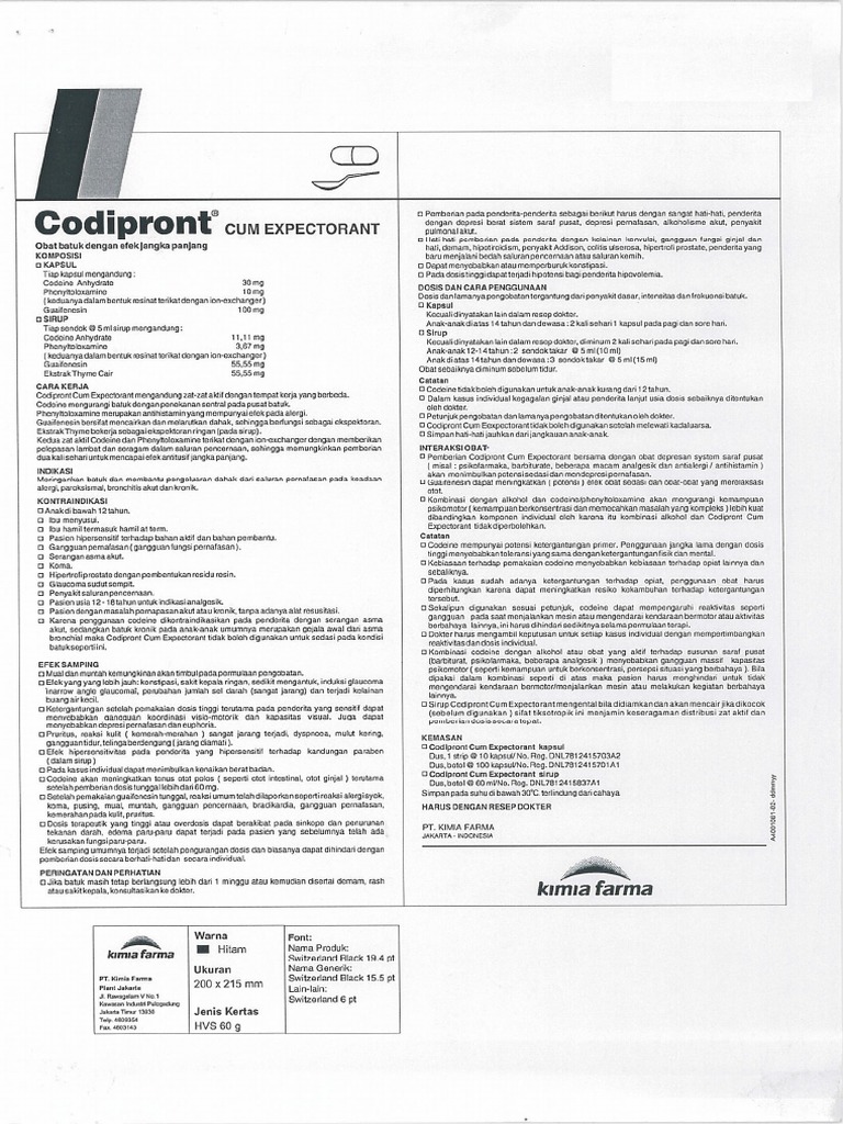 Codipront Cum Expectorant Sirup - Kodein Anhidrat+Feniltoloksamin ...