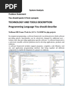 Technology and Tools Description Programming Language You Should Describe