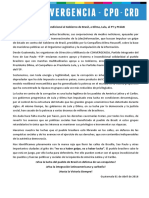 Nuestro Apoyo Incondicional Al Gobierno de Brasil, A Dilma, Lula, Al PT y PCdoB", Por CPO-CRD 05-04-2016