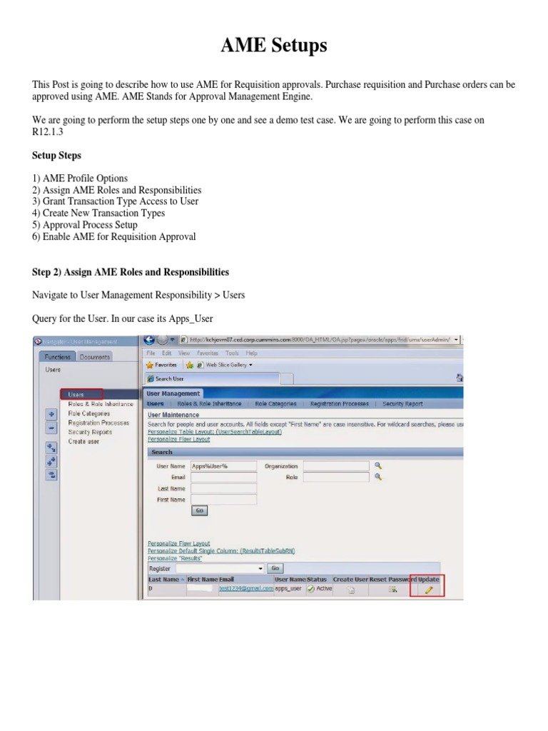 AME Setup for Requisition Approvals | PDF | Database Transaction ...