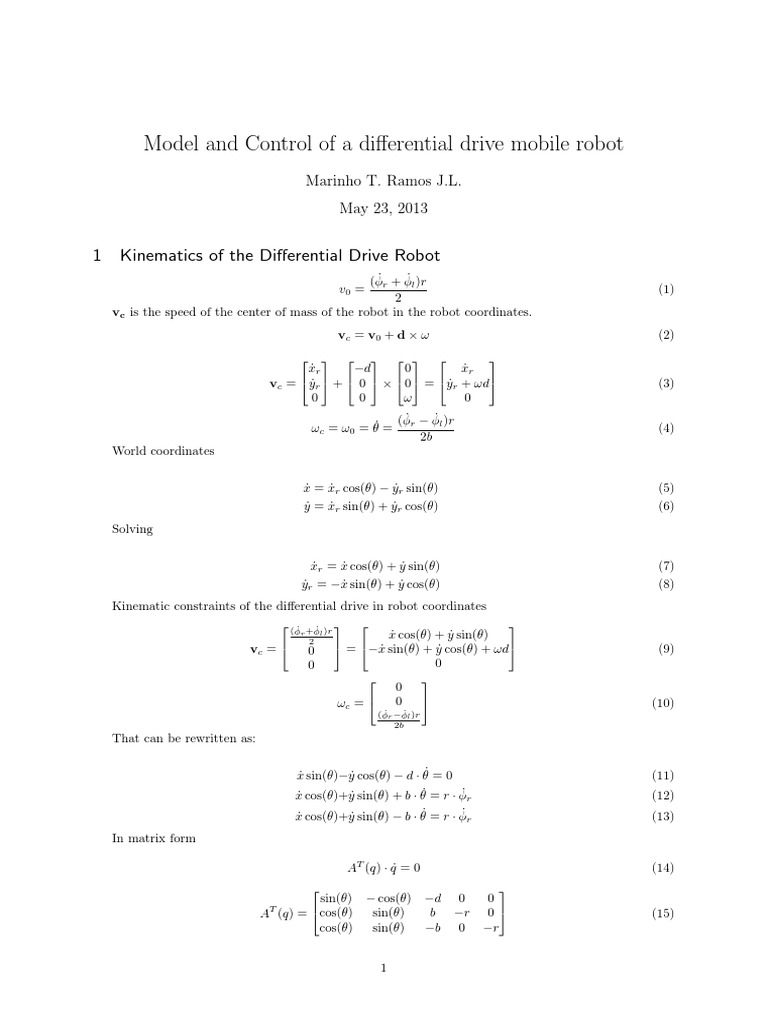 Differential Drive Robot Modeling | PDF | Electric Motor | Mechanics