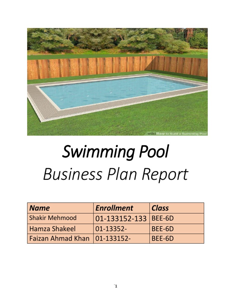 Swimming Pool Business Plan Report Name Enrollment Class Business