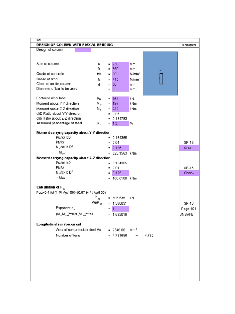 C1 Design of Column With Biaxial Bending: B MZ My | PDF | Building ...