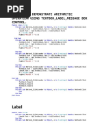 Program To Demonstrate Arithmetic Operation Using Textbox