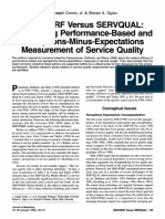 Servperf Versus Servqual: Reconciling Performance-Based and Perceptions-Minus-Expectations Measurement of Service Quality
