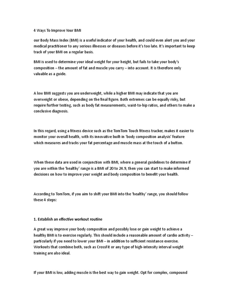 Establish An Effective Workout Routine | PDF | Body Mass Index | Obesity