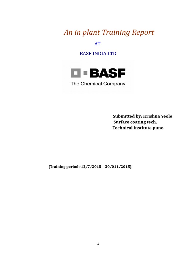 BASF Mangalore Plant Training Report | PDF | Varnish | Paint