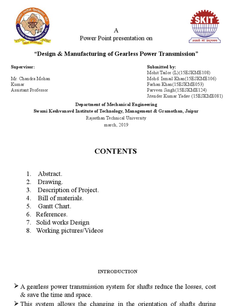 Gearless Power Transmission Mohit PDF Transmission (Mechanics) Gear