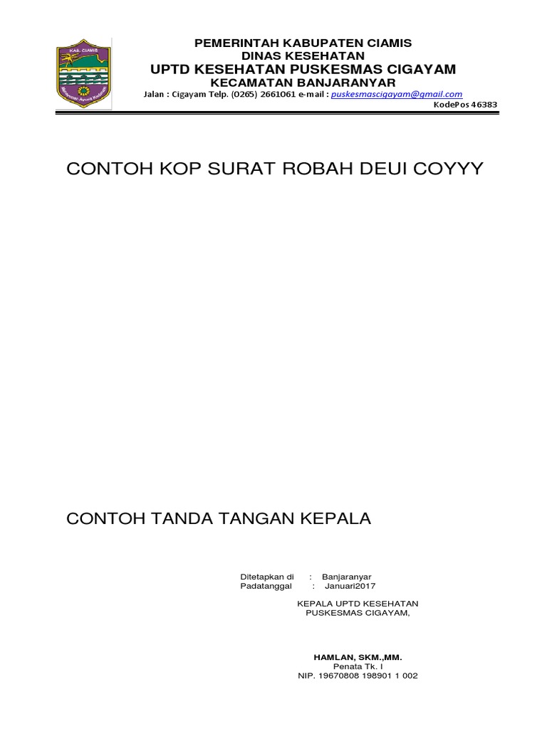 Contoh Kop Surat Docx Puskesmas