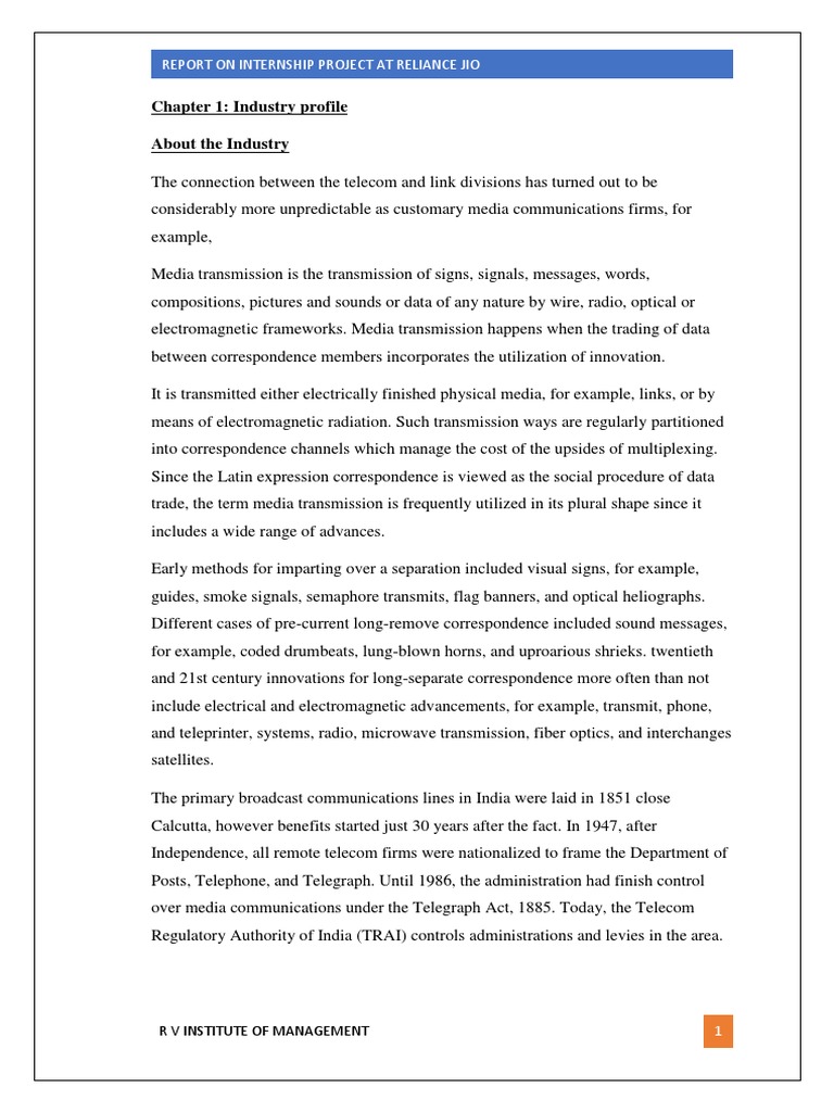 Telecom Industry Internship Report | PDF | Electronics | Information ...