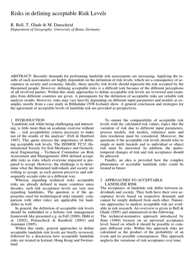 Defining Acceptable Landslide Risk Levels | PDF | Landslide | Risk