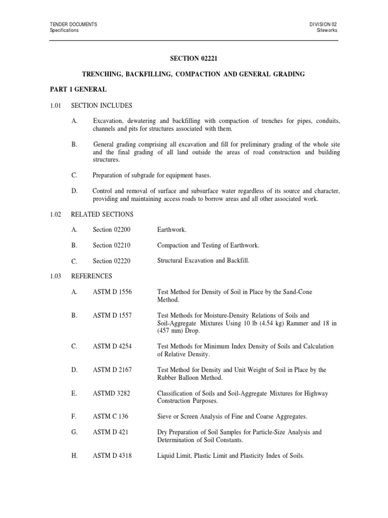 Trenching and Backfilling Specifications | PDF | Soil | Horticulture ...