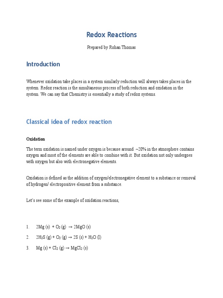 Understanding Redox Reactions | PDF | Redox | Chemical Reactions