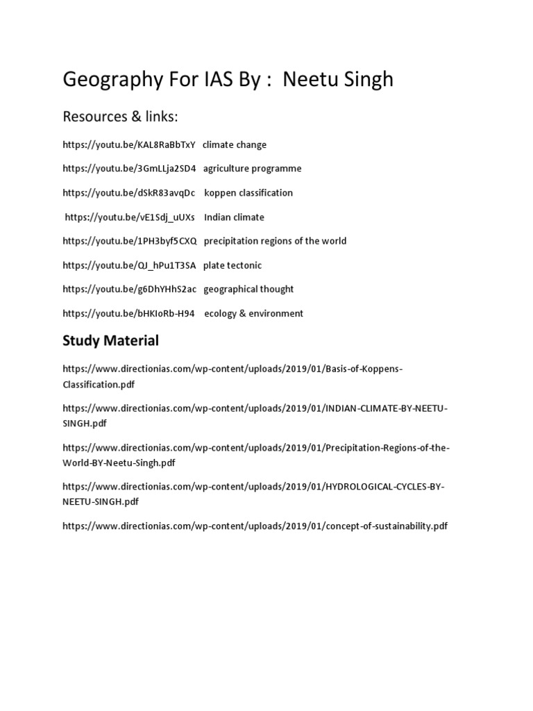 Neetu Singh's Geography IAS Notes | PDF