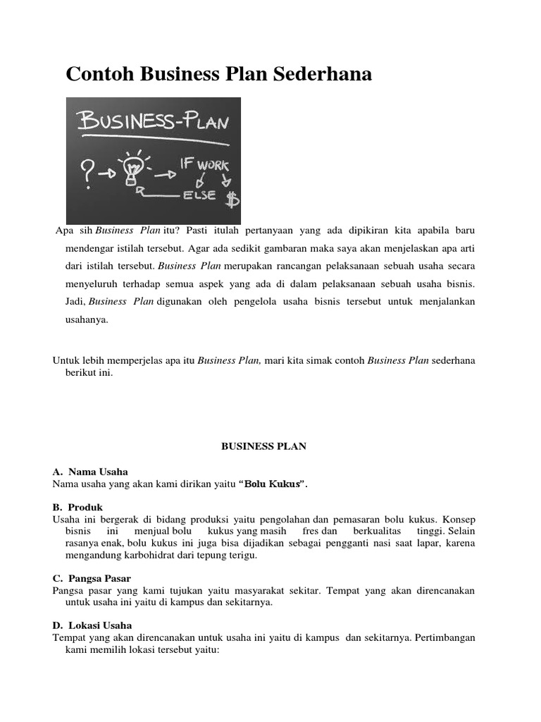 32 Contoh Bisnis Plan Makanan Lengkap Info Dana Tunai