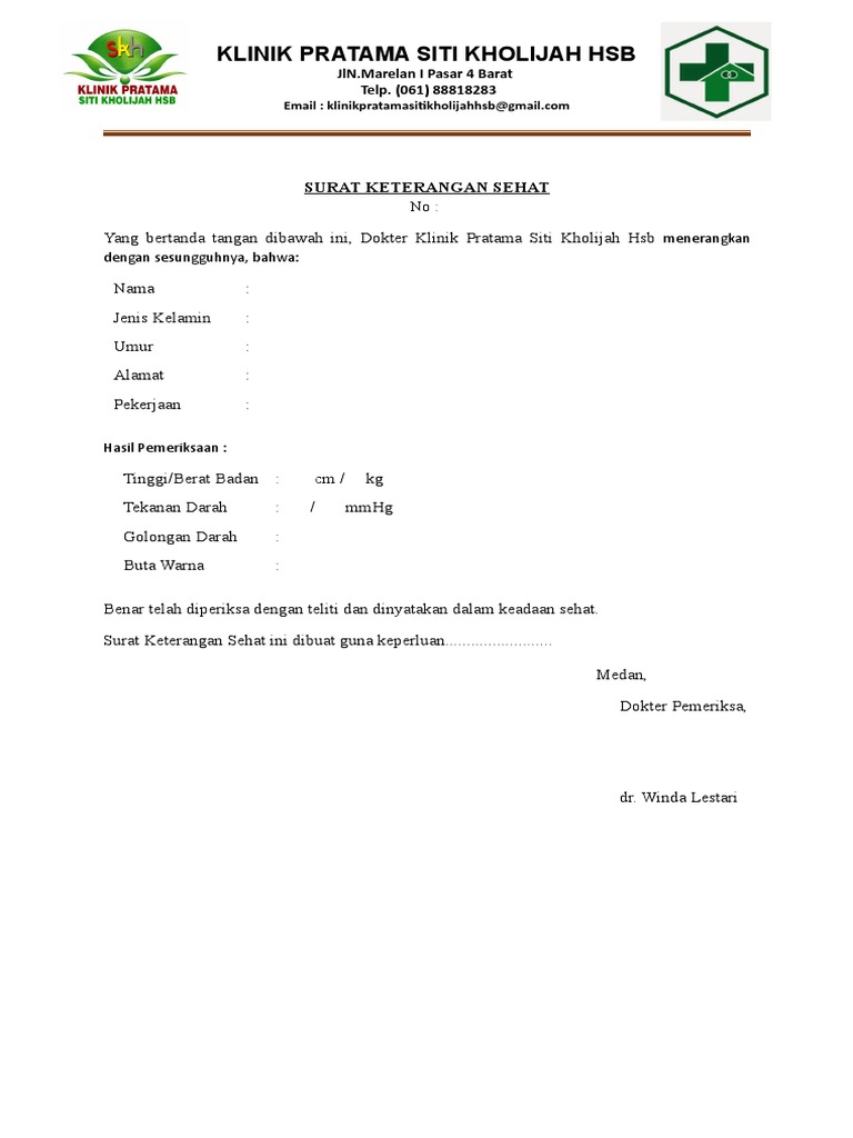 Surat Keterangan Sehat