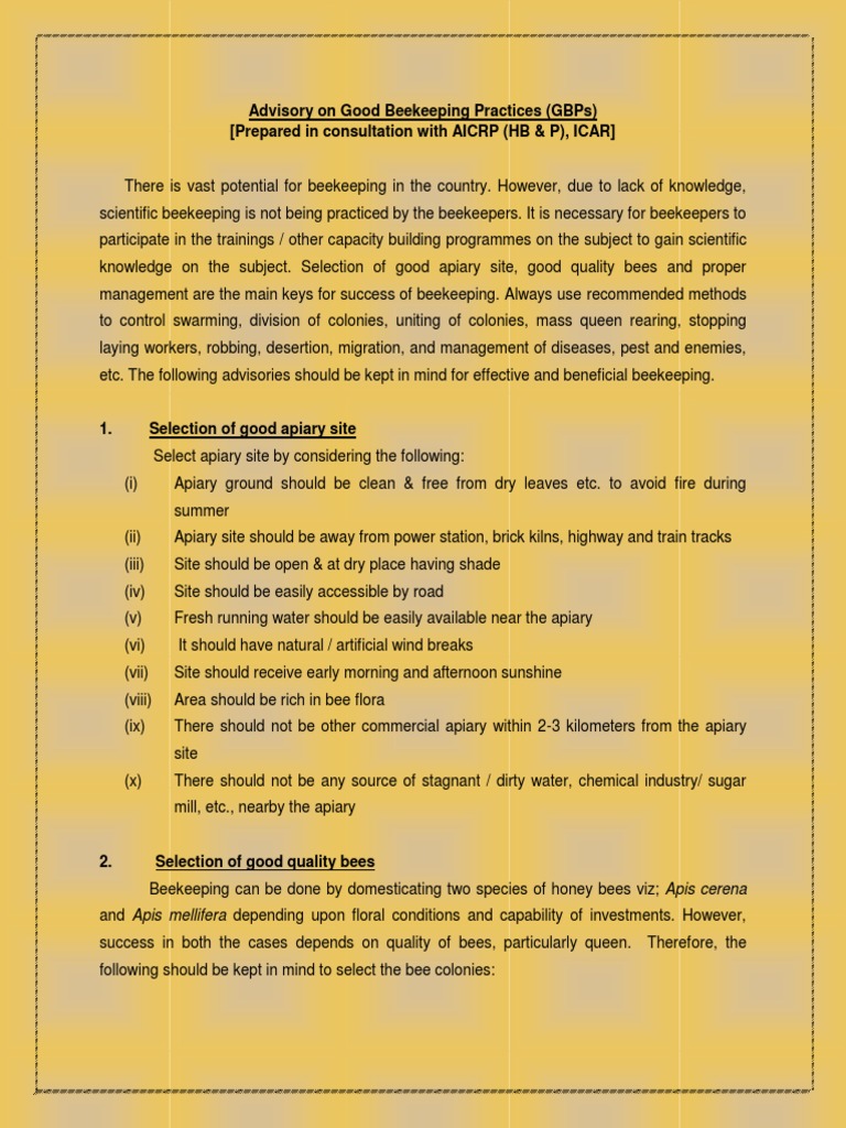 Essential Good Beekeeping Practices | PDF | Beehive | Honey Bee
