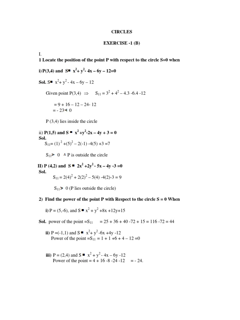 Circle Geometry Exercises and Solutions | PDF | Circle | Perpendicular