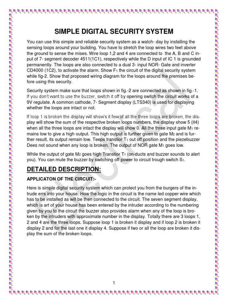 Simple Digital Security System Detailed Description PDF Logic Gate