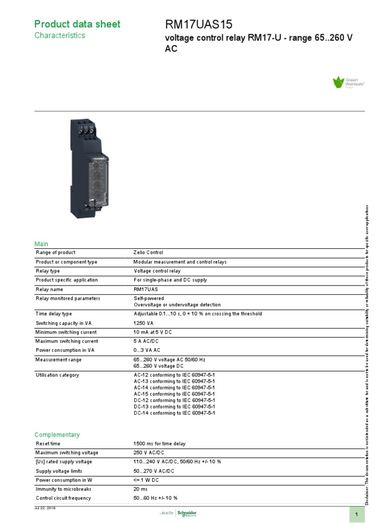 RM17UAS15: Product Data Sheet | PDF | Relay | Alternating Current
