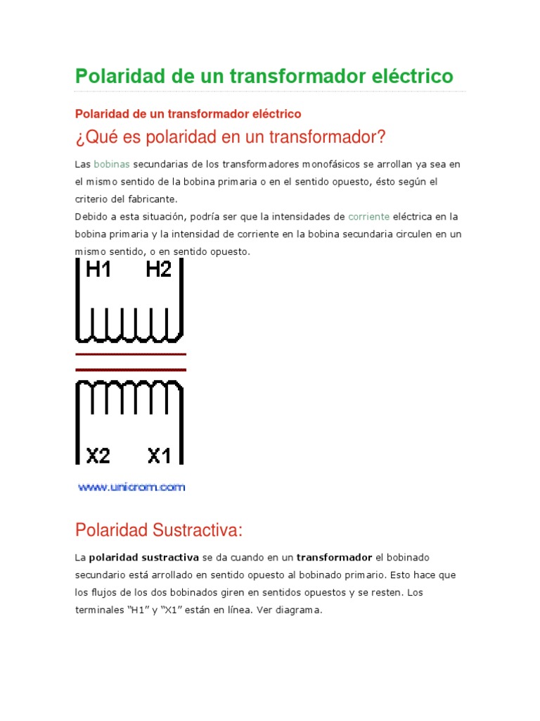 Polaridad de Un Transformador Eléctrico PDF