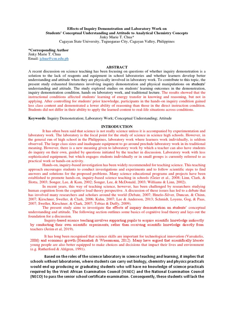 Inquiry Demonstration in Chemistry Education | PDF | Inquiry Based ...