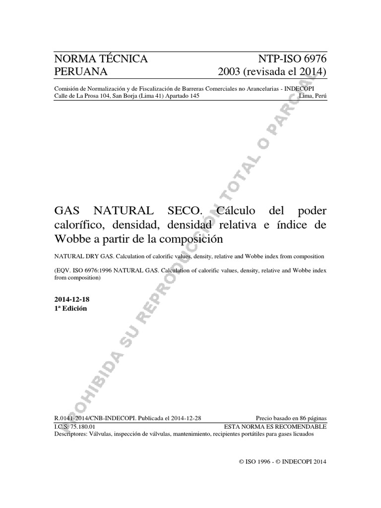 NTP Iso 6976 PDF | PDF | Gases | Temperatura
