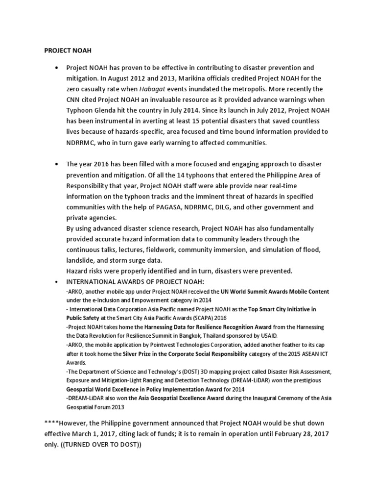 Project NOAH: Disaster Mitigation Success | PDF | Emergency Management ...