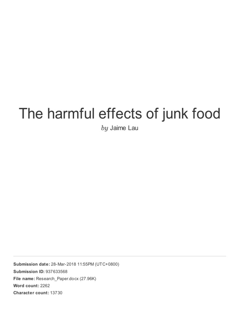Health Risks of Junk Food | PDF