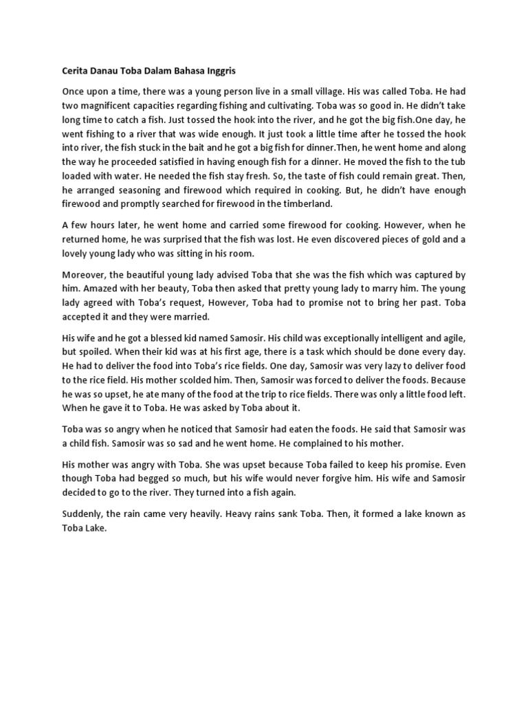 Cerita Danau Toba Dalam Bahasa Inggris Pdf Nature